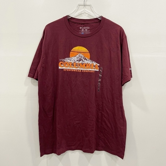 Columbia Short Sleeve T-Shirt Rich Wine XL Cotton - Picture 2 of 6